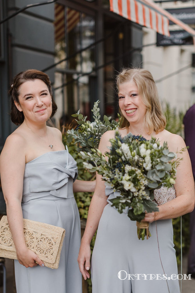 Sexy High Low Spaghetti Strap Grey Chiffon Top Lace Appliqued Charming Long Bridesmaid Dresses, TYP2071