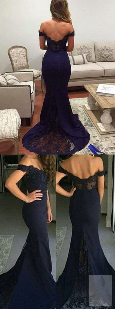 Sexy Black Lace Off Shoulder Mermaid Prom Dresses, Gorgeous Dresses For Prom, TYP0043