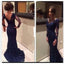 Navy Prom Dresses, Long Prom Dresses, Lace Prom Dresses, V-neck Prom Dresses, Dresses for Prom, Long Sleeves Prom Dresses, Evening Dresses, TYP0006