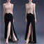 Sexy Black Side Slit Beading Formal Prom Dresses, Long Graduation Prom Dress, TYP0046