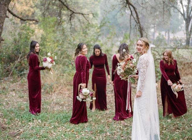 Mismatched Elegant Charming Burgundy Velvet Long Cheap Bridesmaid Dresses, BDS0019