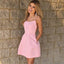 Sexy Spaghetti Straps Short Pink Cheap Homecoming Dress with Pockets, TYP1004