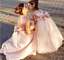 Ball Gown Round Neck Blush Pink Tulle Flower Girl Dresses with Bow Knot Sequins, TYP1329