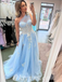 Elegant Tulle One Shoulder Sleeveless A-Line Long Prom Dresses With Applique,PDS0710