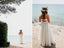 Simple Spaghetti Strap V-neck Off-White Organza A-line Long Cheap Wedding Dresses, WDS0015