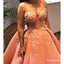 Ball Gown Charming Elegant Spaghetti Straps Sleeveless Organza Appliqued Long Cheap Prom Dresses, PDS0024