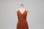 Elegant Orange V-neck Side Slit Backless Bridesmaid Dresses Online, TYP1071