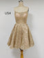 Gold Lace Short Cheap Homecoming Dresses_US4, SO19