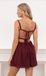 Rust Chiffon Sweetheart Spaghetti Straps A Line Short Mini Homecoming Dresses, HDS0100