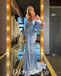 Elegant Satin Off Shoulder V-Neck Long Sleeve Mermaid Long Prom Dresses,PDS0698