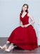 Pleated Red Prom Prom Dresses Beautiful Long V-Neck Sleeveless Lace Up Prom Dresses, TYP0415