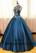 Ball Gown High Neck Floor-length Sleeveless Elastic Woven Satin Prom Dress/Evening Dress, TYP0435