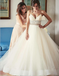 Stunning V-neck Sleeveless Long Cheap Ivory Wedding Dresses with Beading, TYP1325