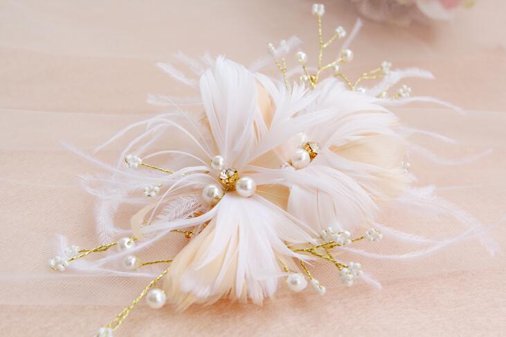 Beautiful Feather Floral Wedding Headpiece, Wedding Accessories, Wedding Headpiece, VB0604