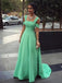 Simple A-line Straps Long Cheap Mint Jersey Prom Dresses Online, TYP1348