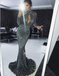 Mermaid High Neck Cut Out Grey Sequined Prom Dresses Online, TYP1307