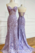 Purple Lace Sweetheart Strapless Lace Up Mermaid Long Prom Dresses, Formal Dresses,PDS0407