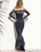 Mermaid Off-the-Shoulder Long Sleeve Navy Blue Lace Bridesmaid Dresses, TYP1311