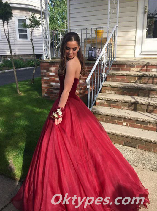 Elegant Red Velvet Top Tulle Bottom Sweetheart A-Line Long Prom Dresses,PDS0417