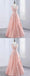 Pink Applique Long Prom Dresses V-Neck A-Line Evening Dresses, Ball Gown Prom Dresses, TYP0423