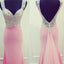 Pink Mermaid Open Back Prom Dresses,Evening Prom Dresses,Custom Prom Dresses, TYP0025