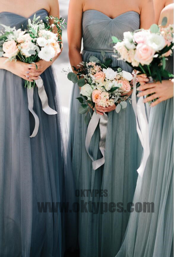 New Arrival Floor-length Strapless tulle Elegant sleeveless backless cheap Bridesmaid Dresses, TYP0417