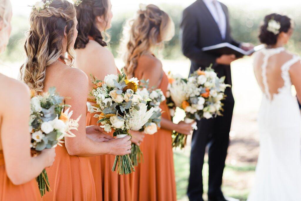 A-Line Halter Backless Long Cheap Orange Convertible Bridesmaid Dresses Online, TYP1173