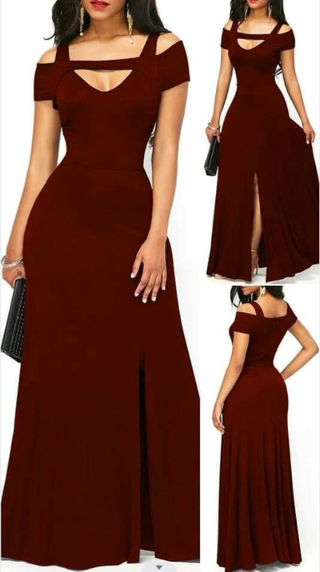 Burgundy Mermaid Off Shoulder Side-Slit Long Bridesmaid Dresses, BDS0186