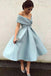 Off Shoulder Dusty Blue Short Cheap Homecoming Dresses 2018, CM543