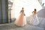 Blush Pink Charming A-line Spaghetti Strap V-neck Tulle Long Prom Dresses Gown, TYP1456