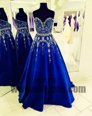 Sweetheart Long Prom Dresses Beading Evening Dresses Backless Formal Dresses, TYP0432