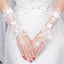 Light Ivory Beaded Wedding Gloves, Bridal Lace Gloves, Floral Lace Appliques Gloves, TYP0572