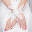 White Bridal Gloves, Wedding Gloves Adorned With Pearls And Lace Flowers, TYP0558