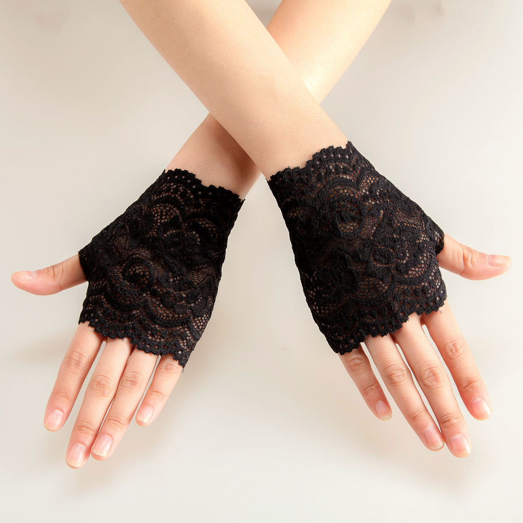 Women's Lace Gloves, black lace gloves, fingerless gloves, Tea Party Gloves, Lace Gloves, Wedding Gloves, TYP0536