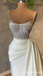 Elegant White Satin Spaghetti Straps Mermaid Evening Prom dresses With Beadings,PDS0324