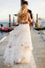 Two Piece Spaghetti Strap V-neck Cheap Ivory Tulle  Wedding Dresses, TYP1483