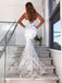 White Gorgeous Lace Sweetheart Mermaid Long Prom Dresses, TYP1782