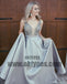 Newest Top Beading Satin V-neck Prom Dresses, Backless Prom Dresses, TYP0375