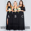 Black Long Floor Length Bridesmaid Dresses, Backless Bridesmaid Dresses, TYP0352