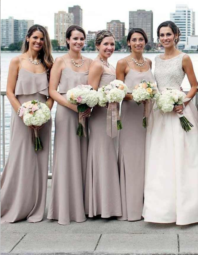 Mermaid Spaghetti Straps Grey Long Cheap Chiffon Bridesmaid Dresses Online, TYP1033