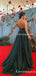 One Shoulder Long Sleeveless Sparkly Green Sequin A-line Long Cheap Evening Prom Dresses, TYP2095