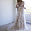 Short Sleeve V-Neck Sweep Train Lace Boho Wedding Dresses Online, TYP0996