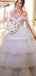 Off-The-Shoulder Ivory Tulle Ball Gown Long Cheap Wedding Dresses, WDS0066