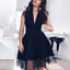 Elegant V-Neck Knee-Length Black Homecoming Dresses with Beading, TYP1045