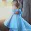 Lovely Bow Simple Blue Satin Off-the-Shoulder Flower-Girls Dresses, TYP1955