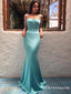 Charming Mermaid Spaghetti Straps Sleeveless Blue Long Prom Dresses, TYP1626