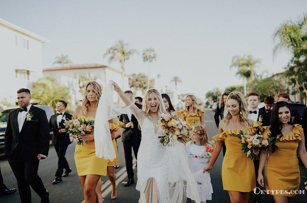 Newest Charming Simple Off-The-Shoulder Short Cheap Yellow Bridesmaid Dresses With Ruffles, TYP2043