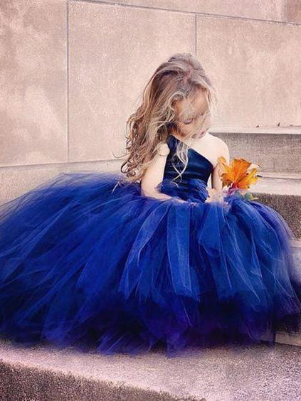 One Shoulder Cute Tulle Ball Gown Flower Girl Dresses, TYP1246