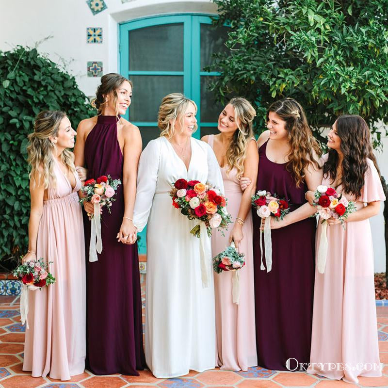 Mismatched Charming Cute  Chiffon Long Cheap Wedding Party Bridesmaid Dresses, TYP2047