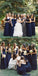 Elegant Sweetheart Navy Blue Long Jersey Bridesmaid Dresses, TYP1558